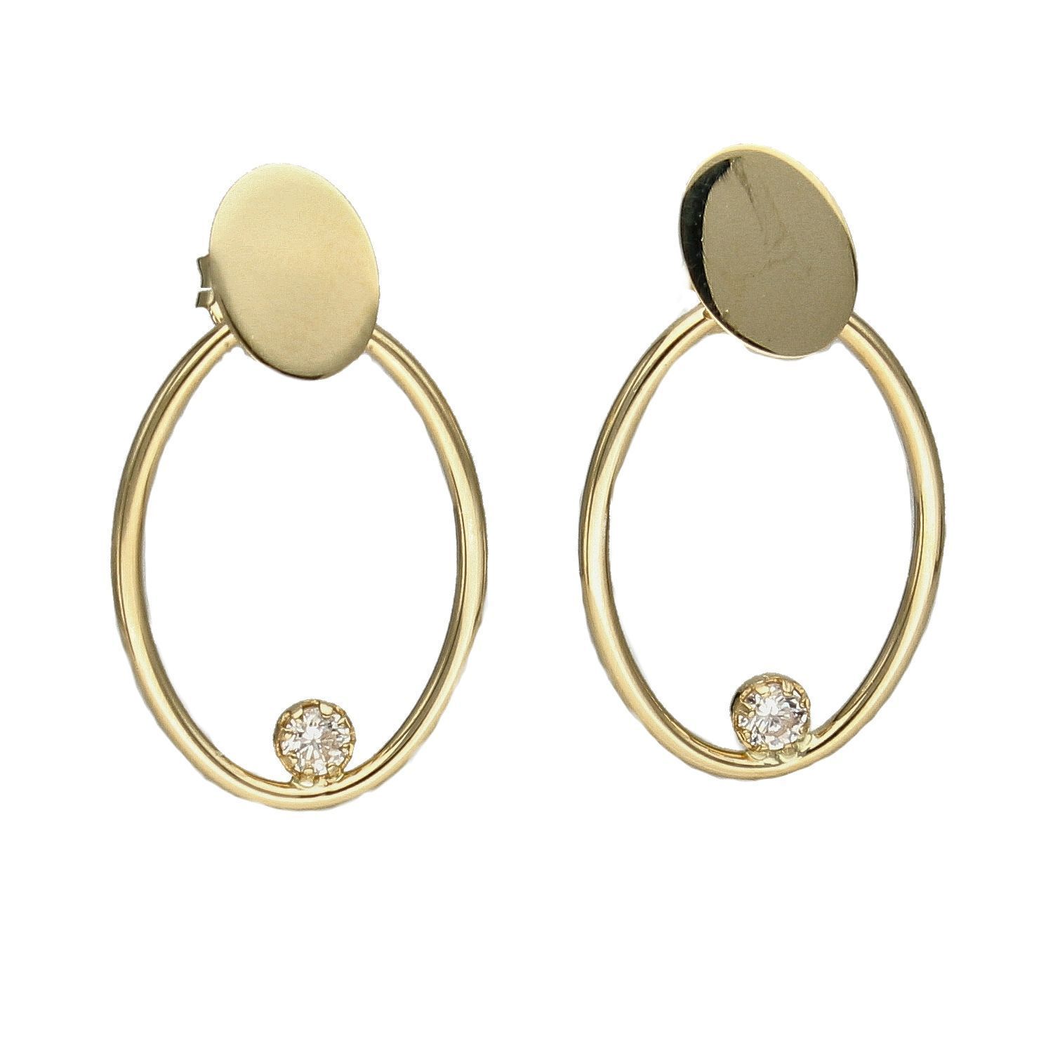 Złote kolczyki owal z błyszczącą cyrkonią KL 10007.jpg